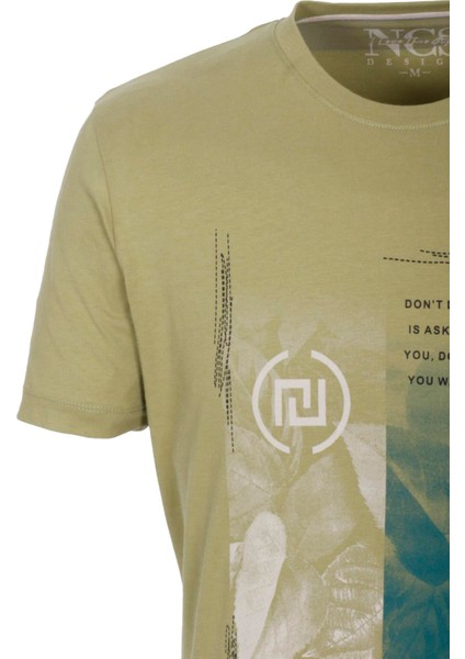 Erkek Tişört Bisiklet Yaka Olive Pamuk Slim Fit Baskılı T-Shirt Ncs Jeans 1209 modelleri