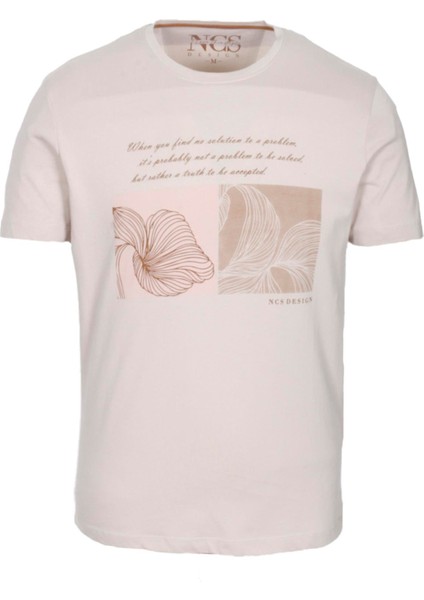Erkek Polo Yaka Tişört Bej Slim Fit Ribanalı Pamuk Desenli T-Shirt Ncs Jeans 1208