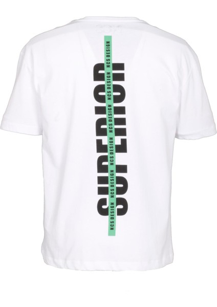 Erkek Oversize Tişört Beyaz Sırt Baskılı Bisiklet Yaka Pamuk Slim Fit Baskılı T-Shirt Ncs Jeans 1190 fiyatları