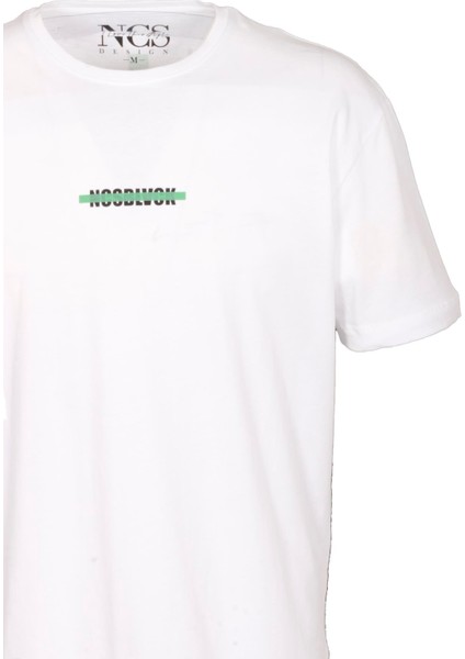 Erkek Oversize Tişört Beyaz Sırt Baskılı Bisiklet Yaka Pamuk Slim Fit Baskılı T-Shirt Ncs Jeans 1190 modelleri