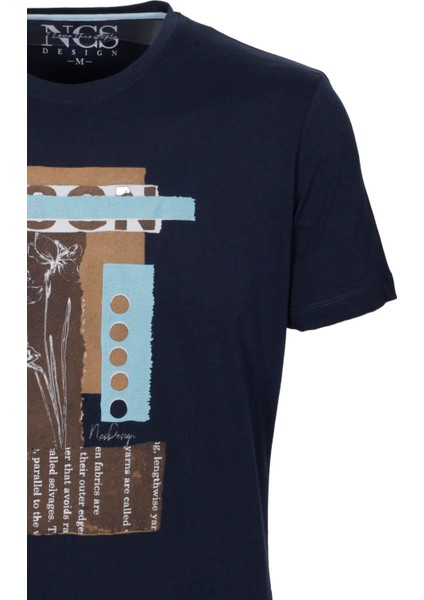 Erkek Tişört Bisiklet Yaka Lacivert Pamuk Slim Fit Baskılı T-Shirt Ncs Jeans 1228 fiyatları