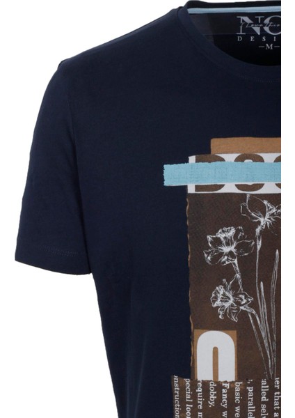 Erkek Tişört Bisiklet Yaka Lacivert Pamuk Slim Fit Baskılı T-Shirt Ncs Jeans 1228 fırsatları