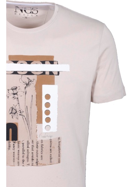 Erkek Tişört Bisiklet Yaka Bej Pamuk Slim Fit Baskılı T-Shirt Ncs Jeans 1228 fiyatları