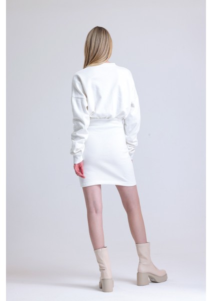 Muub's Maya Kol Lastik Detaylı 3 Iplik Şardonlu Bel Lastikli Vatkalı Sweat Elbise Hb fırsatları