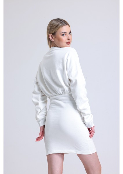 Muub's Maya Kol Lastik Detaylı 3 Iplik Şardonlu Bel Lastikli Vatkalı Sweat Elbise Hb indirimleri