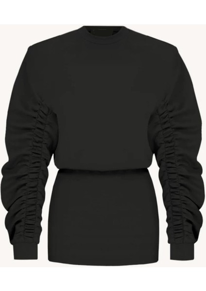 Muub's Maya Kol Lastik Detaylı 3 Iplik Şardonlu Bel Lastikli Vatkalı Sweat Elbise Hb fiyatları