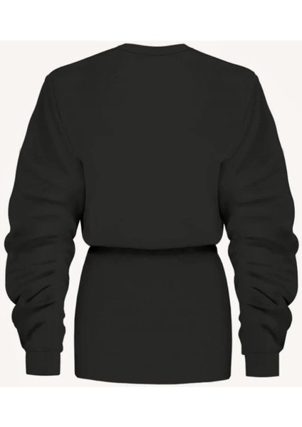 Muub's Maya Kol Lastik Detaylı 3 Iplik Şardonlu Bel Lastikli Vatkalı Sweat Elbise Hb modelleri