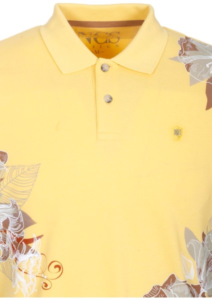 Erkek Polo Yaka Tişört Sarı Pamuk Slim Fit Ribana'lı Kol Floral Desenli T-Shirt Ncs Jeans 1189 fiyatları