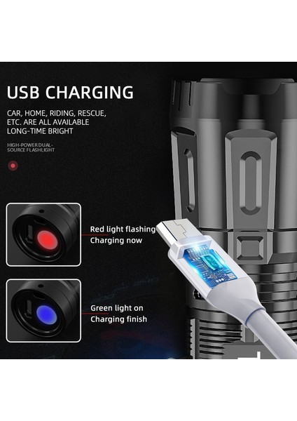 Açık Taşınabilir Abs El Fenerleri Ev USB Şarj Edilebilir Çok Fonksiyonlu Torch Süper Parlak Odaklama LED Flaş Işığı (Yurt Dışından) modelleri