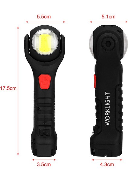 Taşınabilir Xpe + LED El Feneri 360 Derece Dönen Lamba Kafa Torch Şarj Edilebilir Çalışma Işığı Fener 7 Modu Lamba Cep Işığı (Yurt Dışından)