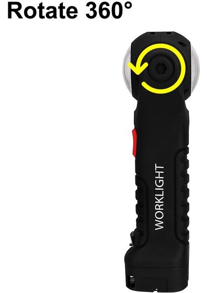 Taşınabilir Xpe + LED El Feneri 360 Derece Dönen Lamba Kafa Torch Şarj Edilebilir Çalışma Işığı Fener 7 Modu Lamba Cep Işığı (Yurt Dışından)