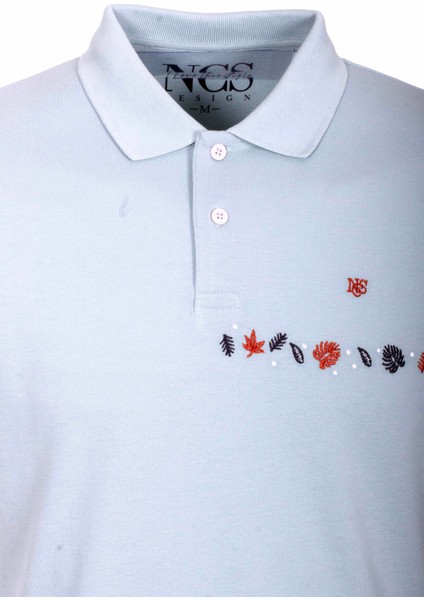 Erkek Polo Yaka Tişört Mavi Pamuk Slim Fit Ribanalı Kol Nakışlı T-Shirt Ncs Jeans 1169 fiyatları