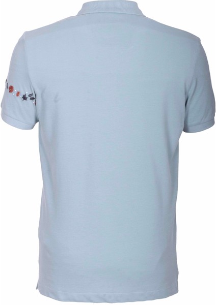 Erkek Polo Yaka Tişört Mavi Pamuk Slim Fit Ribanalı Kol Nakışlı T-Shirt Ncs Jeans 1169 fırsatları