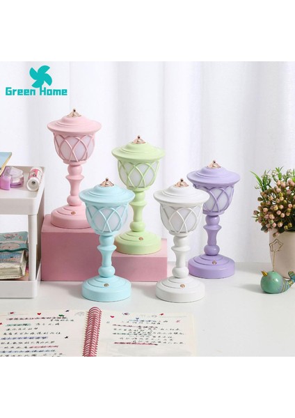 Yeşil Ev LED Işık Göz Kamaştırmayan Nostaljik Retro USB Şarj Başucu Lambası Prop (Yurt Dışından)