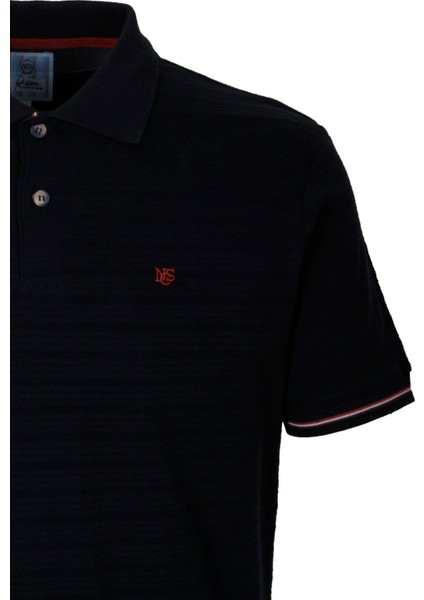 Erkek Polo Yaka Tişört Lacivert Dokulu Pamuk Slim Fit Ribanalı Kol T-Shirt Ncs Jeans 1152 modelleri