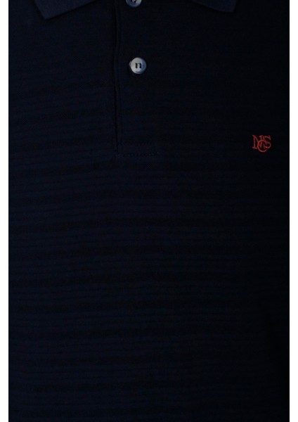 Erkek Polo Yaka Tişört Lacivert Dokulu Pamuk Slim Fit Ribanalı Kol T-Shirt Ncs Jeans 1152 indirimleri