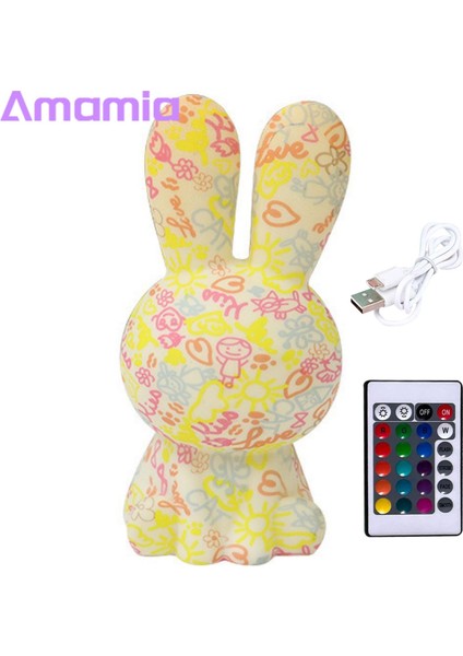 Amamia Karikatür Lamba Aydınlatma Rengi Ayarlanabilir USB Şarj LED Masa Lambası Süsleme (Yurt Dışından)