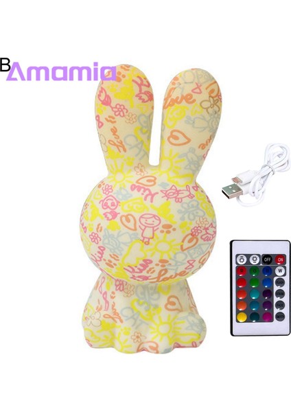 Amamia Karikatür Lamba Aydınlatma Rengi Ayarlanabilir USB Şarj LED Masa Lambası Süsleme (Yurt Dışından)