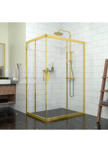 Gold Rigel 6mm Şeffaf Cam Dikdörtgen Duşakabin