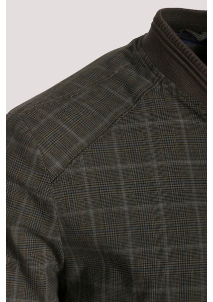 Erkek Haki Bomber Ceket Keten Karışım Slim Fit Ekose Kare Desenli Ribana Ince Astar Ceket Ncs Jeans 4984 indirimleri