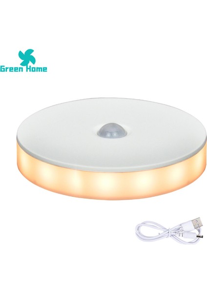 Yeşil Ev Kablosuz LED Lamba Insan Vücudu Indüksiyon USB Hareket Sensörü LED Lamba Başucu Aydınlatma Aracı (Yurt Dışından)