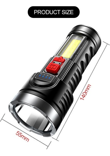LED El Fenerleri USB Şarj Edilebilir Dış Mekan Lambası Cob Çalışma Işığı Taşınabilir Lamba Su Geçirmez Dış Mekan Işığı (Yurt Dışından)