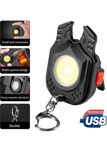 Çok Fonksiyonlu LED Çalışma Işığı Anahtarlık El Feneri Şişe Açacağı Mini Taşınabilir USB Şarj Edilebilir Acil Durum Lambaları Açık Hava Balıkçılık Yürüyüş Kamp Için (Yurt Dışından)