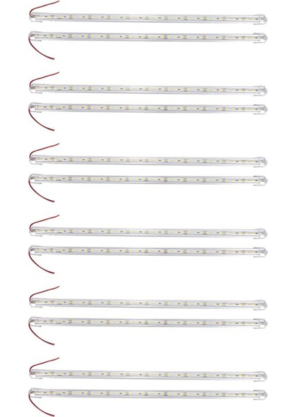 12 Adet Alüminyum Alaşımlı Sert LED Şerit Çubuk Işık Su Geçirmez 12V 50CM Beyaz (Yurt Dışından)