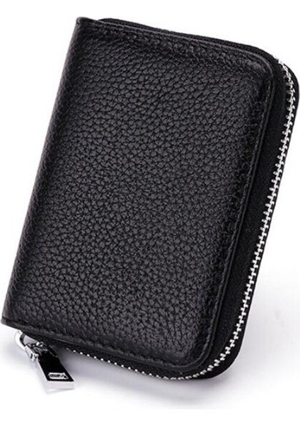 1 Adet Erkek Kartvizitlik Hakiki Deri Kredi Kartı Tutucu Kadın Fermuarlı Cebi Unisex Kart Durumda Fermuarlı Bozuk Para Cüzdanı Cüzdan (Yurt Dışından)