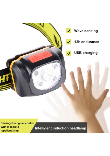 Açık USB Şarj Edilebilir Sensör Far LED Su Geçirmez Sensör Far Kamp Sallayarak Anahtarı Koşu Far (Yurt Dışından) fiyatları