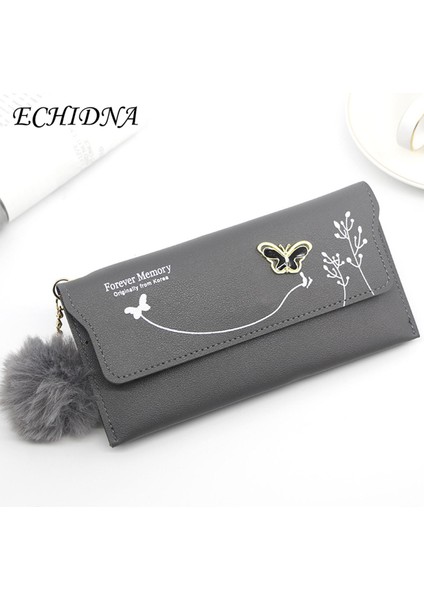 Echıdna Kadın Cüzdan Düğme Kapatma Peluş Top Çok Fonksiyonlu Kadın Çanta (Yurt Dışından) modelleri