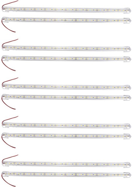 10 Adet Alüminyum Alaşımlı Sert LED Şerit Çubuk Işık Su Geçirmez 12V 50CM Beyaz (Yurt Dışından)