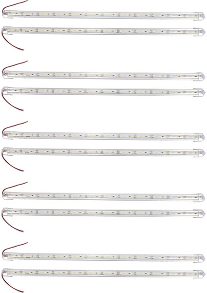 10 Adet Alüminyum Alaşımlı Sert LED Şerit Çubuk Işık Su Geçirmez 12V 50CM Beyaz (Yurt Dışından)