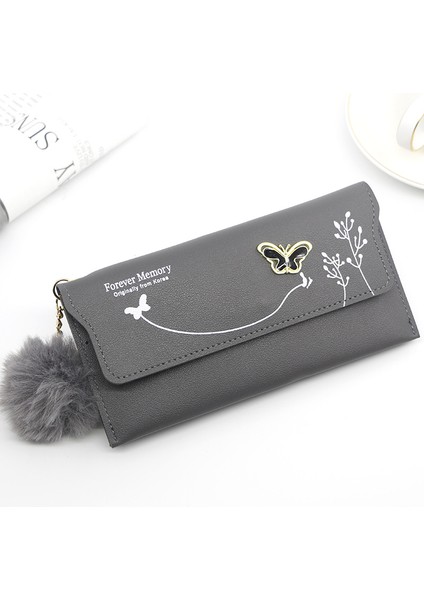 2021 Moda Yeni Kadın Uzun Cüzdan Saf Renk Yün Topu Yay El Çantası Kadın Uzun Çanta Kart Çantası Bozuk Para Cüzdanı Kart Tutucu (Yurt Dışından) modelleri