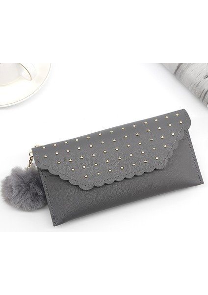 2021 Moda Yeni Kadın Uzun Cüzdan Saf Renk Yün Topu Yay El Çantası Kadın Uzun Çanta Kart Çantası Bozuk Para Cüzdanı Kart Tutucu (Yurt Dışından) fırsatları