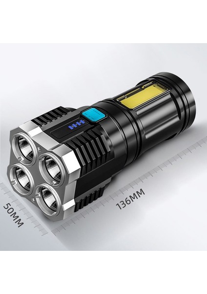 Abs Plastik 4 Aydınlatma Işığı 4 LED Cob El Feneri Mini Taşınabilir El Feneri USB Şarj Edilebilir Cob Çalışma Işığı (Yurt Dışından)