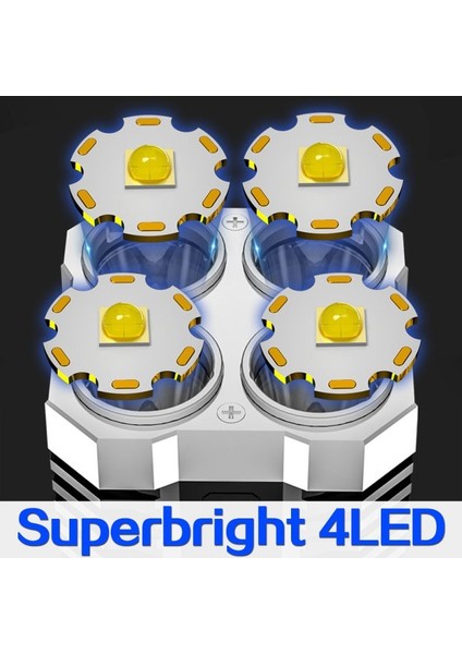 Abs Plastik 4 Aydınlatma Işığı 4 LED Cob El Feneri Mini Taşınabilir El Feneri USB Şarj Edilebilir Cob Çalışma Işığı (Yurt Dışından)