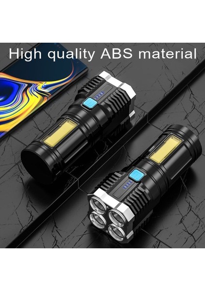 Abs Plastik 4 Aydınlatma Işığı 4 LED Cob El Feneri Mini Taşınabilir El Feneri USB Şarj Edilebilir Cob Çalışma Işığı (Yurt Dışından)