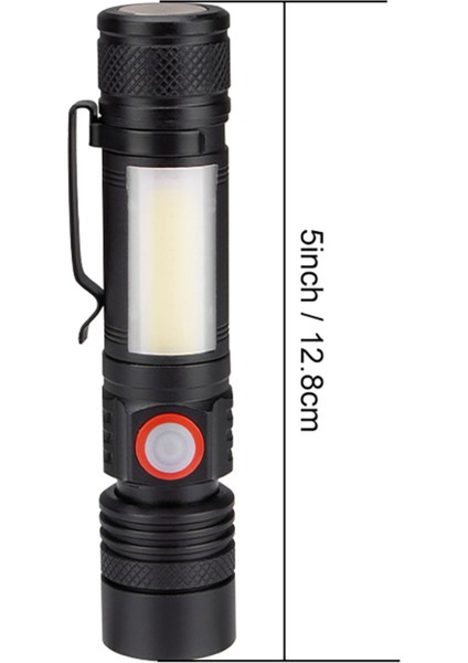 2x LED El Feneri Su Geçirmez El Feneri Manyetik Torch Zoom T6 + Cob El Feneri Klipsli El Işığı 18650 (Yurt Dışından)