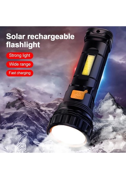 Vimite USB Güneş Şarj Edilebilir El Feneri Güçlü Işık Vurgulamak Taktik El Fenerleri Torch Açık Taşınabilir Aydınlatma LED Kamp Işık (Yurt Dışından)