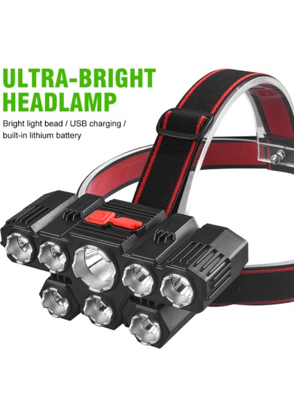 Ultra Parlak 8 LED Far USB Şarj Edilebilir Far Su Geçirmez Far Kafa Torch Fener Fshing Işık ile (Yurt Dışından)