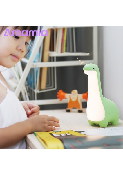 Amamia Karikatür Lamba Göz Koruması Parlamayan Karikatür Dinozor Tarzı LED Başucu Lambası (Yurt Dışından)