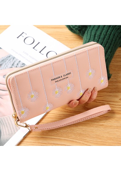 Işlemeli Uzun Kadın Cüzdan Moda Büyük Kapasiteli Kadın Fermuar Bozuk Para Cüzdanı Bileklik Debriyaj Para Çanta Klipsi Kart Tutucu Kılıf (Yurt Dışından) fiyatları