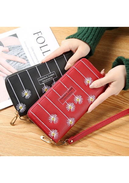 Işlemeli Uzun Kadın Cüzdan Moda Büyük Kapasiteli Kadın Fermuar Bozuk Para Cüzdanı Bileklik Debriyaj Para Çanta Klipsi Kart Tutucu Kılıf (Yurt Dışından) modelleri