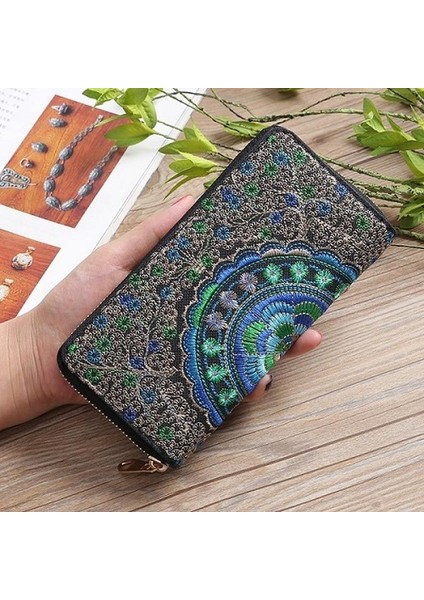 Yeni Bayanlar Retro Işlemeli Cüzdan Etnik Tarzı El Taşıma Cüzdan Tek Çekme Cüzdan Kumaş Işlemeli Çanta Debriyaj (Yurt Dışından)