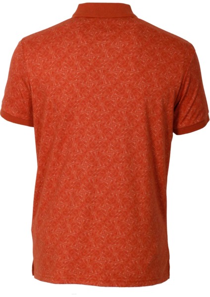Erkek Polo Yaka Tişört Orange Pamuk Slim Fit Ribana'lı Kol Desenli T-Shirt Ncs Jeans 1148