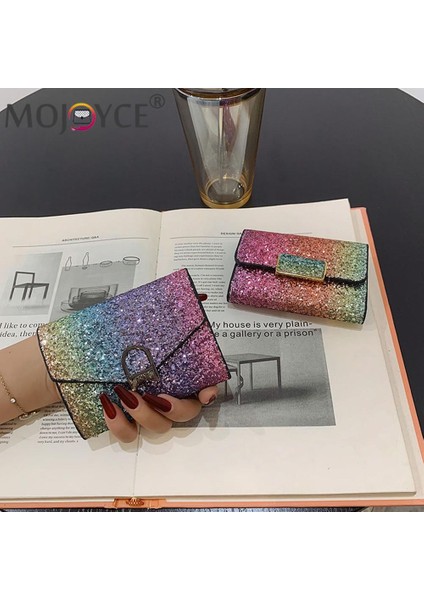 Moda Payetler Glitter Cüzdan Kısa Bozuk Para Cüzdanı Cüzdan Kadın Kart Sahipleri Kadın Doğum Günü Partisi Mevcut (Yurt Dışından)