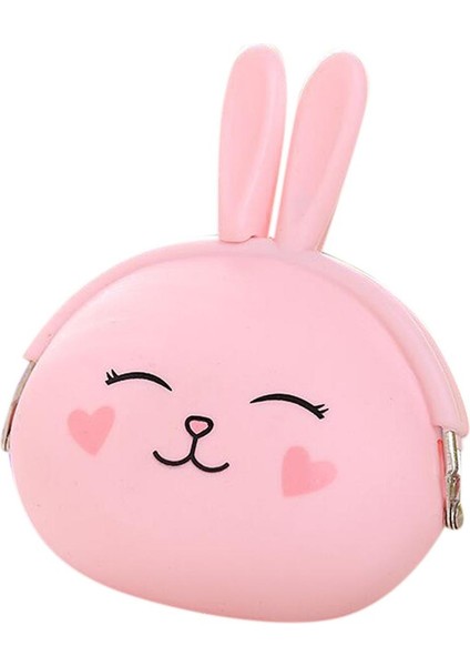 Yfashion Moda Sevimli Karikatür Tavşan Tasarım Bozuk Para Cüzdanı Fermuar Silikon Cüzdan Küçük Anahtar Kart Çantası (Yurt Dışından)