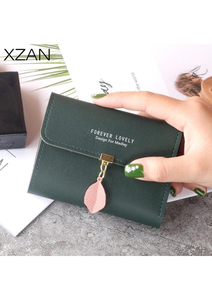 Küçük Taze Yaprak Üç Katlı Toka Bozuk Para Cüzdanı Yeni Varış Kolye Ince Cüzdan Kart Sahibinin Küçük Taze Öğrenci Tokası Para Tutucu (Yurt Dışından)