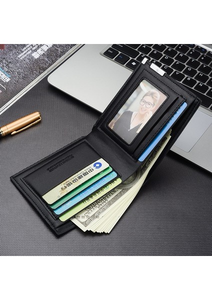 2021 Sıcak Satış Yeni Erkek Kısa Cüzdan Demir Kenar Kore Gençlik Erkek Yatay Cüzdan Trend Kart Paketi Çanta (Yurt Dışından) fırsatları